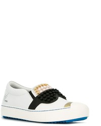 weiße verzierte Slip-On Sneakers von Fendi