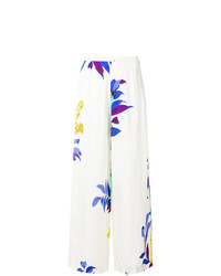 weiße weite Hose mit Blumenmuster von Etro
