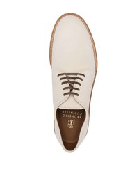 weiße Wildleder Derby Schuhe von Brunello Cucinelli