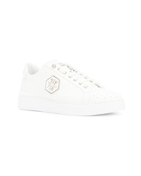 weiße Wildleder niedrige Sneakers von Philipp Plein