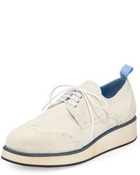 weiße Wildleder Oxford Schuhe