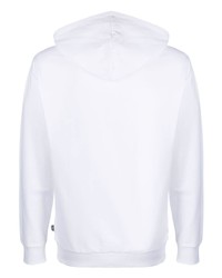 weißer bedruckter Fleece-Pullover mit einem Kapuze von Moschino