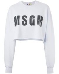 weißer bedruckter kurzer Pullover von MSGM