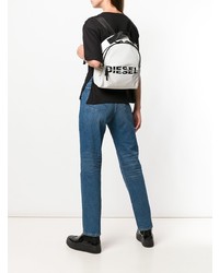 weißer bedruckter Leder Rucksack von Diesel