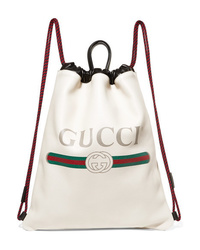 weißer bedruckter Leder Rucksack von Gucci