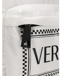 weißer bedruckter Leder Rucksack von Versace