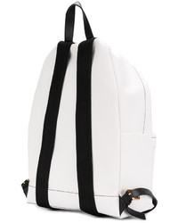 weißer bedruckter Leder Rucksack von Moschino