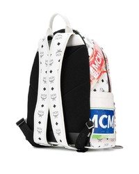 weißer bedruckter Leder Rucksack von MCM