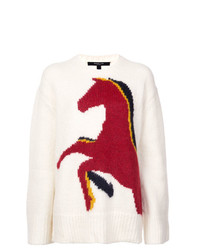 weißer bedruckter Oversize Pullover von Derek Lam