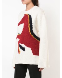 weißer bedruckter Oversize Pullover von Derek Lam