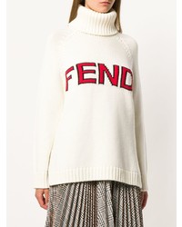 weißer bedruckter Oversize Pullover von Fendi