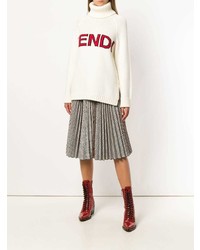 weißer bedruckter Oversize Pullover von Fendi