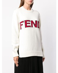 weißer bedruckter Oversize Pullover von Fendi