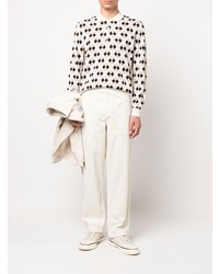 weißer bedruckter Polo Pullover von Beams Plus