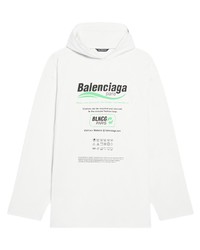 weißer bedruckter Pullover mit einem Kapuze von Balenciaga