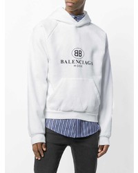 weißer bedruckter Pullover mit einem Kapuze von Balenciaga