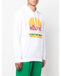 weißer bedruckter Pullover mit einem Kapuze von Moschino