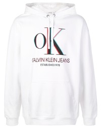 weißer bedruckter Pullover mit einem Kapuze von Calvin Klein Jeans Est. 1978