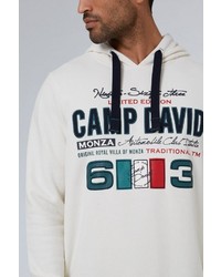 weißer bedruckter Pullover mit einem Kapuze von Camp David