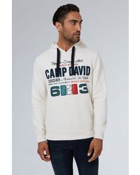 weißer bedruckter Pullover mit einem Kapuze von Camp David