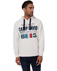 weißer bedruckter Pullover mit einem Kapuze von Camp David