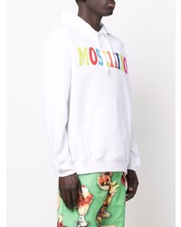 weißer bedruckter Pullover mit einem Kapuze von Moschino