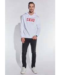 weißer bedruckter Pullover mit einem Kapuze von COURSE