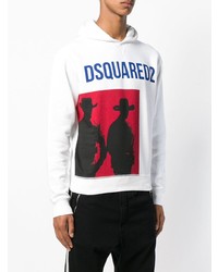 weißer bedruckter Pullover mit einem Kapuze von DSQUARED2