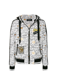 weißer bedruckter Pullover mit einem Kapuze von Dolce & Gabbana