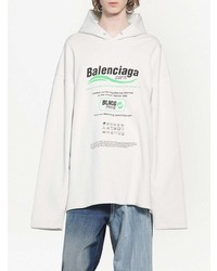 weißer bedruckter Pullover mit einem Kapuze von Balenciaga