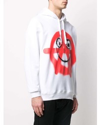 weißer bedruckter Pullover mit einem Kapuze von Moschino