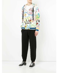 weißer bedruckter Pullover mit einem Kapuze von Dolce & Gabbana