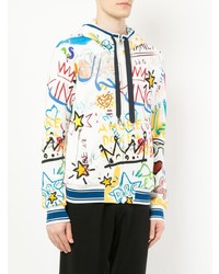 weißer bedruckter Pullover mit einem Kapuze von Dolce & Gabbana