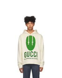 weißer bedruckter Pullover mit einem Kapuze von Gucci