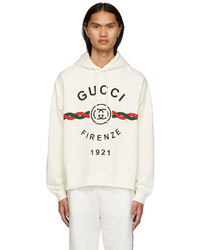 weißer bedruckter Pullover mit einem Kapuze von Gucci