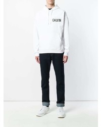 weißer bedruckter Pullover mit einem Kapuze von Calvin Klein Jeans