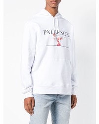 weißer bedruckter Pullover mit einem Kapuze von Paterson.