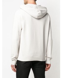 weißer bedruckter Pullover mit einem Kapuze von Saint Laurent