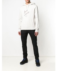 weißer bedruckter Pullover mit einem Kapuze von Saint Laurent