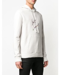 weißer bedruckter Pullover mit einem Kapuze von Saint Laurent