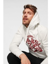 weißer bedruckter Pullover mit einem Kapuze von Jack & Jones