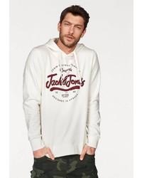 weißer bedruckter Pullover mit einem Kapuze von Jack & Jones