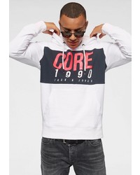 weißer bedruckter Pullover mit einem Kapuze von Jack & Jones