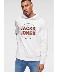 weißer bedruckter Pullover mit einem Kapuze von Jack & Jones