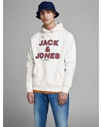 weißer bedruckter Pullover mit einem Kapuze von Jack & Jones