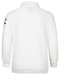 weißer bedruckter Pullover mit einem Kapuze von Jan Vanderstorm