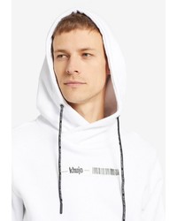 weißer bedruckter Pullover mit einem Kapuze von khujo