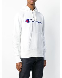 weißer bedruckter Pullover mit einem Kapuze von Champion