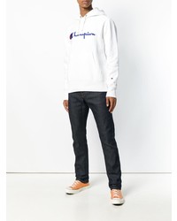 weißer bedruckter Pullover mit einem Kapuze von Champion