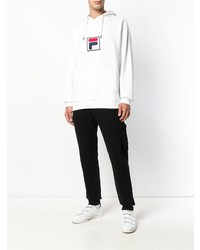 weißer bedruckter Pullover mit einem Kapuze von Fila